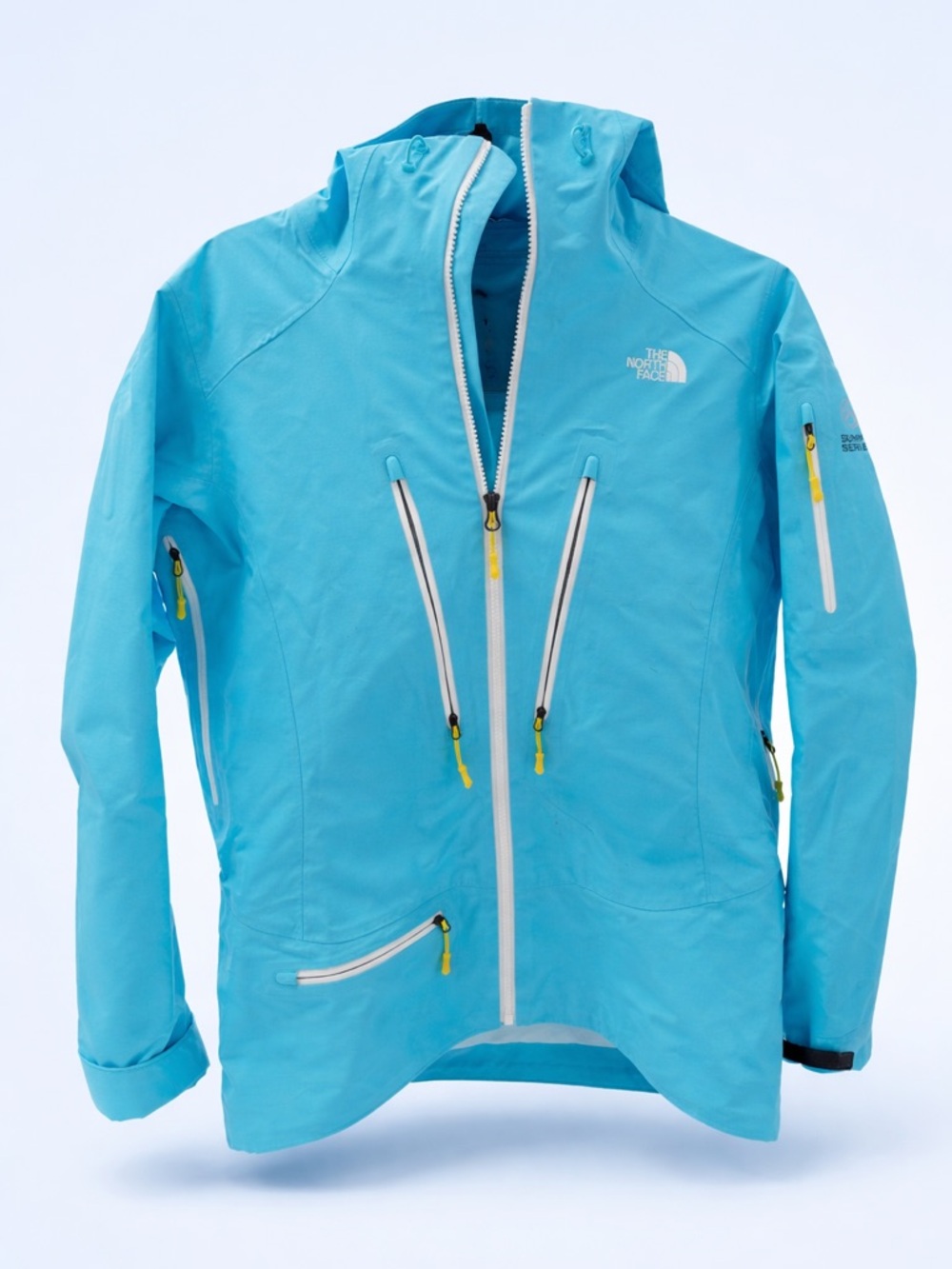 North Face Summit Series Women's M Shell Jacket Aqua Blue Yellow Zip Technical